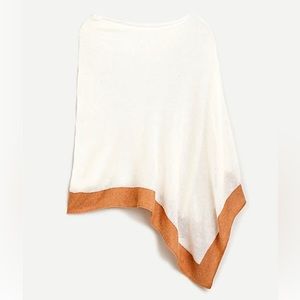 ⚓️J.Crew NWOT Cashmere Ivory & Camel Tipped Wool Poncho OS